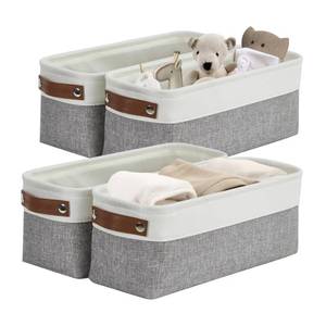 lot 14361 image: DECOMOMO Narrow Storage Bins Small Baskets for Organizing Bathroom, Toilet Tank, Towel Storage, Entryway, Gifts (Grey and White - Set of 4)