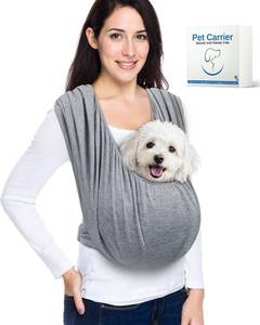 lot 16250 image: Dog Sling Carrier for Small Dogs, Front Pet Sling Carrier Chest, Adjustable Reducing Back Stress Cat Sling for Small Pet up to 15lbs, Hands Free Puppy Sling for Travel or Everyday Use (Light Grey)