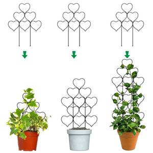 lot 16258 image: Plant Trellis for Climbing Plants Indoor Outdoor, Trlzey 3 Pack Stackable Metal Trellis - Small Garden Trellis for Potted Plants, Vine Support for Ivy, Flowers, DIY Home Deco