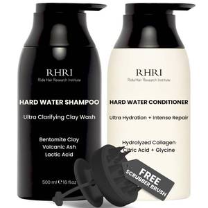 lot 18328 image: Hard Water Shampoo & Conditioner Set  Hydrating Hair Treatment for Shine & Manageability  Clarifying Wash with Bentonite Clay, Volcanic Ash, Lactic Acid  Metal Detox Shampoo with Collagen 32 FL oz