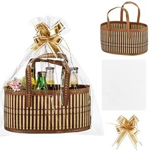 lot 18330 image: Reallnaive Baskets for Gifts Empty Sturdy Woven Bamboo Gift Basket with Gift Bags and Ribbons for Christmas Thanksgiving Birthday Mothers Day Housewarming Party Gift Wrapping, 12x 8x 6 (1 Set)