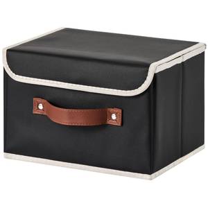 lot 18336 image: LOLUVIZCO Storage Bins Box with Lids Decorative PU Leather Fabric Baskets Cubes with Handles PP Plastic Board Foldable Washable Lidded Clothing Shelf Closet Organizer Container (Black, Small)