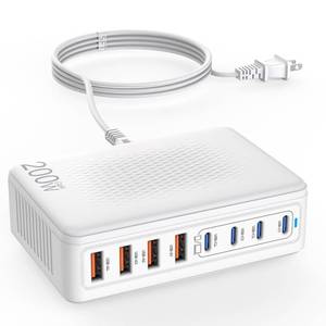 lot 18337 image: USB C Charger Block,200W GaN 8 Port USB C Charging Station USB Hub Block Cube Type C & USB A Wall Charger Power Adapter for Multiple Devices Apple iPhone 161514,Steam Deck,MacBook ProAir,iPad Pro