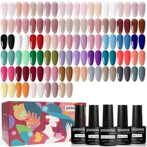 lot 18350 image: JODSONE 55 Colors Gel Nail Polish Set with 5 Bottles of Base and Glossy Matte Top Coat for at Home Salon DIY Nail Art
