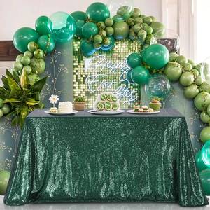 lot 18396 image: B-COOL Sequin Tablecloth Sparkle Wedding Tablecloths for Round Table Emerald Green Sequence Table Skirts Cloths Christmas St. Patricks Day Parties 90x132 Inch