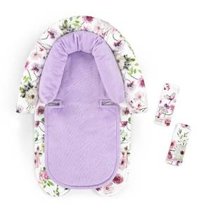 lot 18397 image: GFU Baby Car Seat Head Support for Newborn, 2 in 1 Infant Car Seat Head Body Support with Strap Pads, Soft Stroller Cushion Pillow Insert for Girls and Boys, Fits for Stroller, Swing, Purple Floral