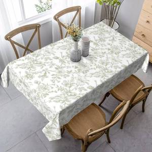lot 18399 image: Sage Green Floral Tablecloth Rectangle 60x104 Inch Light Green Chinoiserie Floral Table Cloth Polyester Fabric Vintage Spring Summer Flowers Farmhouse Table Cover for Home Party Picnic Outdoor Decor