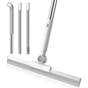 lot 18402 image: nacena Floor Squeegee, 52-in Adjustable Long Handle Squeegee for Floor Water Removal 180° Rotatable Head Squeegee Broom for Cleaning Window Shower Glass Tile Garage Concrete Pet Hairs, Grey&White