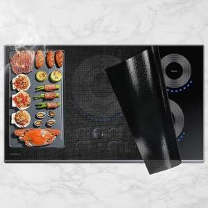 lot 18404 image: KitchenRaku Large Induction Cooktop Protector Mat 20.4 x 30.7 inch, Translucent (Magnetic) Electric Stove Burner Covers Antiscratch as Glass Top Stove Cover or Electric Stove Top