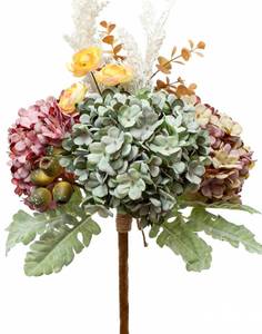 lot 18408 image: Lune cle Hydrangea Artificial Flowers Bouquet, Pre-Arranged Fake Flowers Bouquet with Ranunculus, Eucalyptus, Pampas, Real Touch Silk Flowers for Centerpiece Shelf Table Wedding Home Decor