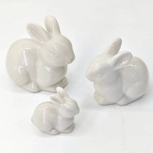 lot 18427 image: Easter Table Decorations,3Pcs Ceramic Bunny Figurine Easter Spring Decorative Modern Vintage Rustic Farmhouse Rabbit Figurines Statue Home Decor Tray Table Centerpiece Mantels Decor Ornament��White ��