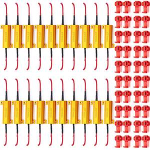 lot 18438 image: Xuhal 20 Pack 50W 6ohm Load Resistor Turn Signal LED Kit Fix Fast Flash Blink Error Code Flickering Resistor for LED Lights Bulb Headlights Tail Light License Plate DRL(Gold)