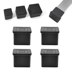 lot 18445 image: BOPOREAE 4 Pcs 4 x 4 Square Rubber Chair Leg Caps, PVC Table Leg Covers, Flexible & Anti-Slip Furniture Leg End Caps, Chair Leg Floor Protectors for Bar Stool Leg Patio Indoor, Black