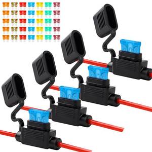 lot 18453 image: Cooclensportey 4 Pack 12AWG Inline Fuse Holder, Waterproof Fuse Holder with 35 PCS Standard Fuses (5 of Each 5A, 7.5A, 10A, 15A, 20A, 30A, 40A), Upgraded In Line Fuses Holders 12v for Marine Auto