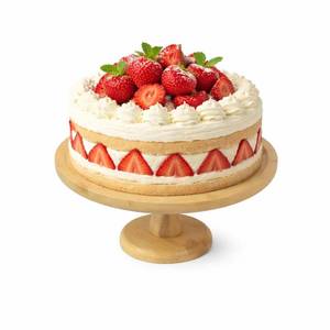 lot 18455 image: 10-Inch Pedestal Base Bamboo Cake Stand - Round Wood Dessert Display for Cakes, Cupcakes & Pastries - Stable Serving Pedestal