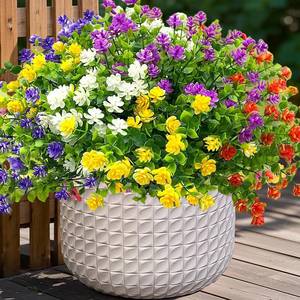 lot 18468 image: Colorful Artificial Flowers for Outdoors, 10 Bundles Realistic Spring Outdoor Fake Silk Flowers, UV Resistant Faux Flowers & Plants Outside for Porch,Pot,Window Box Filler Planter Decor(MixColors)