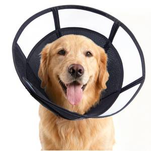 lot 18471 image: Soft Dog Cone, Stop Licking Deep Pet Recovery Collar After Surgery for Large Medium Dogs, Clear Plastic Breathable Elizabethan Head Neck Circle, Adjustable Comfortable Cones 25cm 10 Long (L Black)