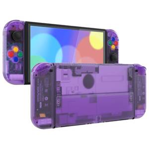 lot 18483 image: eXtremeRate DIY Full Set Shell for Nintendo Switch OLED, Replacement Console Back Plate & Kickstand, Custom NS Controller Housing with Full Set Buttons for Nintendo Switch OLED - Clear Atomic Purple