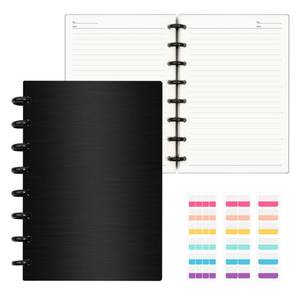 lot 18487 image: MOSA BEAR Discbound Notebook, 8-Disc Disbound Planner with Removable Pages, 180 Pages Spiral Notebook, Poly Cover Discbound Planner for Work, Travel, Note Taking(With Index Sticker),Black, A5