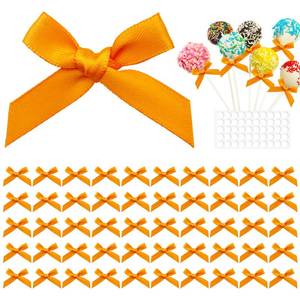 lot 18493 image: Lianxuia 50pcs Mini Orange Bows, Premade Satin Ribbon Bows, Vintage Bow Orange Birthday Decorations for Sewing, DIY Crafts, Fall Party, Wedding, Thanksgiving