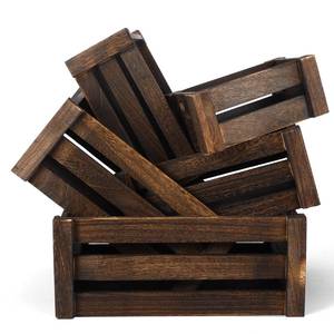 lot 19222 image: Barydat Set of 5 Wood Crates for Display Decorative Nesting Wooden Crate Storage with Handles Vintage Farmhouse Style Decorative Boxes Multipurpose Fruits Vegetables Boxes(Dusty Brown,Rustic)