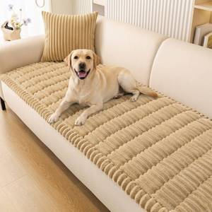lot 19238 image: Smiry Couch Cover for Dogs Washable, Non Slip Fuzzy Pet Couch Covers for 3 Cushion Sofa Pet Friendly, Thick Soft Sofa Slipcovers Cushion Protector (Camel, 27.6 x 59)