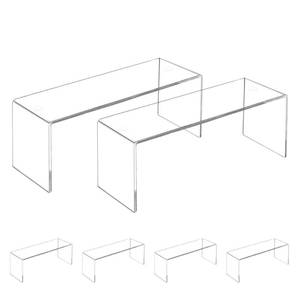 lot 19248 image: Aminigram 4 Pack Large Acrylic Risers Display Stands, Perfume Organizer Stand, Clear Acrylic Shelf for Show Decor Display, Toys, Cupcake and More(12.4 x 4 x 4.6 inches)