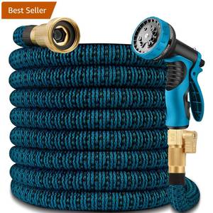 lot 19250 image: 50FT Expandable Garden Hose w10 Function Spray Nozzle, 2026 New Superior Strength Water Hoses, 34 Brass Connectors- Leakproof Lightweight Water Pipe for Outdoor & Gardening(Blue Black)