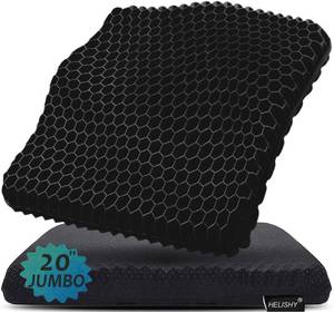 lot 19251 image: 20 Gel Seat Cushion for Long Sitting Pressure Relief(Jumbo&Thick) - Wheelchair Cushion for Pressure Sores - Back, Sciatica & Tailbone Pain Relief Cushion- Non-Slip Butt Pillow for Office, Home, Car