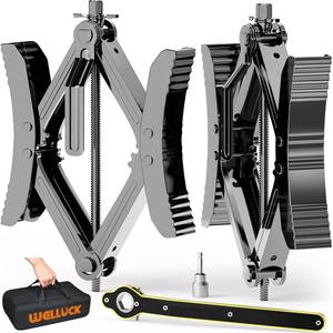 lot 19254 image: WELLUCK Camper Wheel Chock Stabilizer 2 Sets for RV Travel Trailer Heavy Duty X-Shaped RV Chocks Anti-Move Tire Wheel Chock, Fits 3.5 to 12 Wheel Gaps