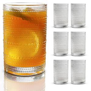 lot 19257 image: Hobnail Drinking Glasses, Vintage Glassware Set of 6, Vintage Drinking Glasses 16.2 oz, Bubble Glasses Drinking, Hobnail Glasses, Vintage Glass Cups, Jupiter Glasses for Juice, Soda, Beer, Whisky