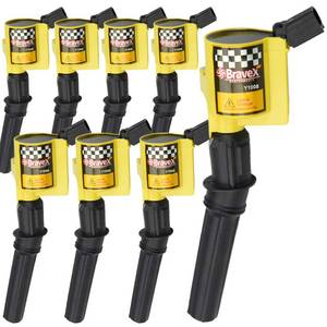 lot 19258 image: High Performance Ignition Coil 8 Pack -Upgrade 15% More Energy For Ford F-150 F-250 F-350 4.6L 5.4L V8 CROWN VICTORIA EXPEDITION MUSTANG LINCOLN MERCURY Compatible & DG508 DG457 DG472 DG491 (YELLOW)