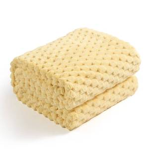 lot 19273 image: Excervent Flannel Fleece Throw Blanket (50x70 inches), Hexagon Jacquard Decorative Fuzzy Blankets for Household, Camping, and Travel, Super Soft Cozy, Suitable for All Seasons, Light Yellow