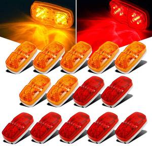 lot 19284 image: Partsam 14x Trailer RV Marker LED Light Double Bullseye 10 Diodes Clearance Light RedAmber,DOT Approved 4x2 Tiger EyeDouble Bubble 12V Rectangular LED Side Marker Light Surface Mount Camper Truck