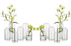 lot 19291 image: Glass Bud Vases for Flowers - Hewory Blown Modern Small Glass Vases for Centerpieces Set of 12, Mini Clear Bulk Flower Vases for Wedding Party Events Home Decor Floral Arrangement (Not Include Flower)
