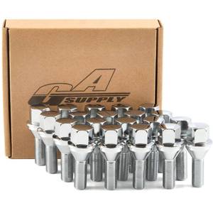 lot 20279 image: GAsupply 12X1.25 OEM Lug Bolts, Fit for 2015-2022 Jeep Renegade, 2018-2022 Compass, 2014-2022 Cherokee, 20pcs 28mm Shank One-Piece Factory Style Chrome Wheel Lug Bolt, 19mm Hex Stock Stud, Cone Seat