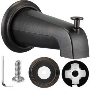 lot 20281 image: Dreyoo Slip On Diverter Tub Spout with Metal Cover Ring and Foam Gasket, Compatible with Kohler GP85556-CP, Bathroom Bathtub Faucet Set Replacement Fits 12 Copper Water Tube(Oil Rubbed Bronze)