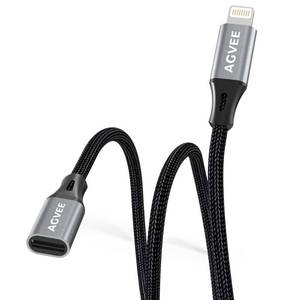 lot 20284 image: AGVEE 3.3ft Lightning Extension Cable, Braided Female to Male Extender Full Function Cord Compatible with iPhone iPad, Data Sync Video Audio & Charging Connector Adapter, Dark Gray