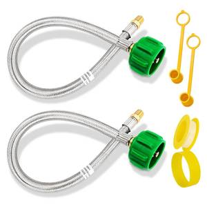 lot 20293 image: konros 2 Pack RV Propane Hose, 18 Inch RV Propane Regulator 2 Tank Hoses with 14 Male NPT & QCC1 Connectors, Camper Propane Pigtail Hoses with Braided Stainless Steel for RV BBQ Camping