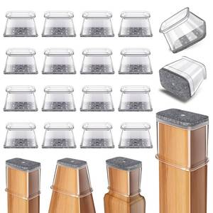 lot 20331 image: 24 Pcs Chair Leg Floor Protectors Rectangle, Silicone Felt Furniture Leg Pads Caps Covers for Hardwood Floors, Fit L1-12 to 2, W34 to 1 (18 ONLY)