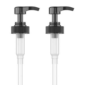 lot 20338 image: Gallon Pump Dispenser for Gallon Glass Jugs or Plastic Bottles - Compatible with Listerine Pump 1-1.5L Bottle Heavy-Duty for Snow Cone Syrup, Soap, Condiments, Detergent - Pack of 2 Black Pumps