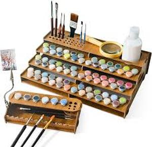 lot 1524 image: Wooden Paint by Number Organizer 2-Pack with Brush Holder