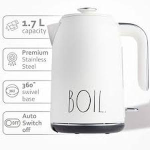 lot 5415 image: Rae Dunn Electric Water Kettle 1.7L with BOIL Text