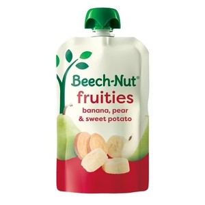 lot 139 image: (6 pack) Beech-Nut Fruities Stage 2 Baby Food, Banana Pear & Sweet Potato, 3.5 oz Pouch. BB July 2026