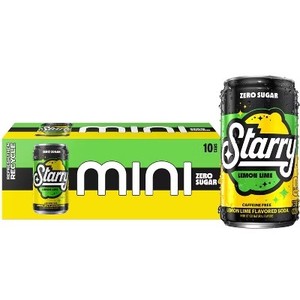 lot 203 image: Starry Zero Sugar Lemon Lime Soda - 10pk7.5 fl oz Mini Cans. BB April 2026