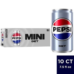 lot 239 image: Diet Pepsi - 10pk7.5 fl oz Mini Cans. BB June 2025