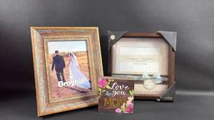 lot 104 image: Decorative Picture Frame and Mom Desktop Sentiment Block and Shadowbox