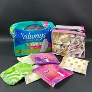 lot 119 image: Always Ultra Thin Pads and Assorted Feminine Hygiene Products Bundle Individually Wrapped