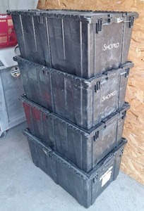 lot 120 image: (4) LARGE Flat Close Stacking Totes