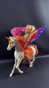 lot 126 image: Real Eyelashes Barbie Doll with Winged Unicorn Horse